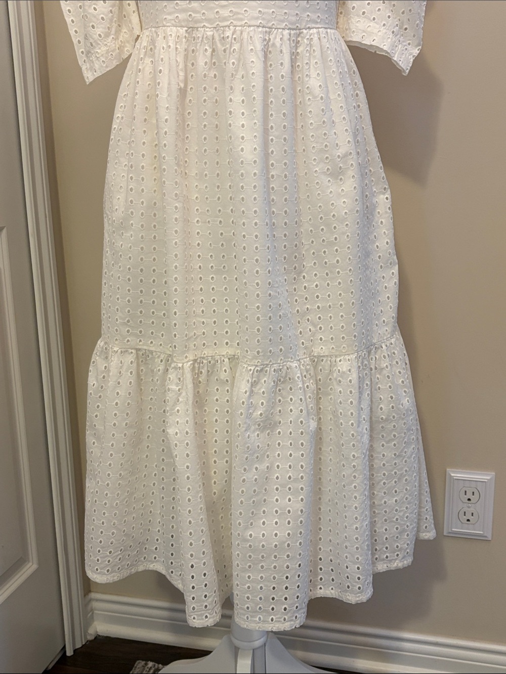 a new day White Eyelet Midi Dress Puff Sleeve Size XS - Picture 4 of 15